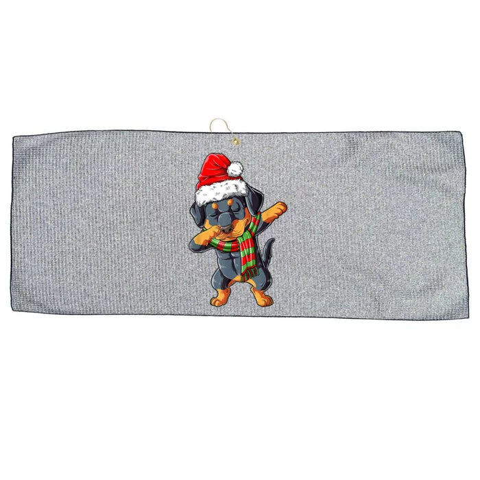 Dabbing Rottweiler Santa Christmas Boys Xmas Dog Gift Large Microfiber Waffle Golf Towel