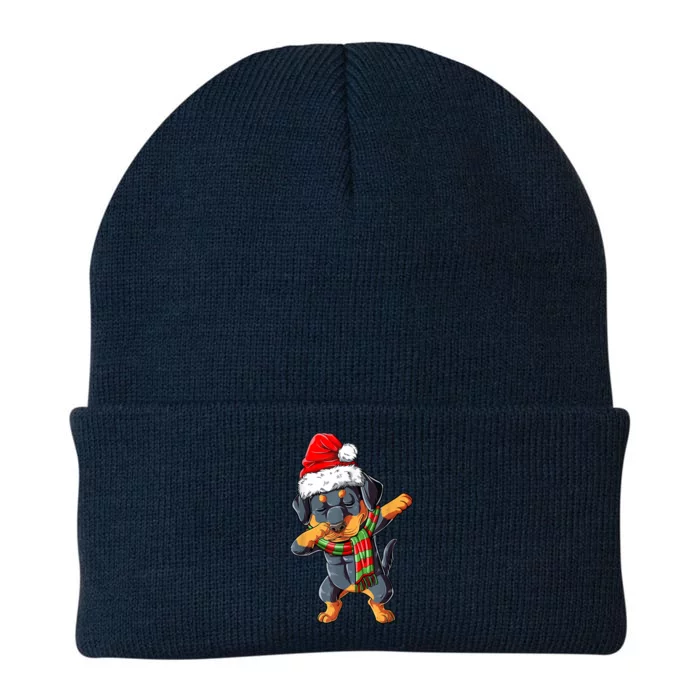 Dabbing Rottweiler Santa Christmas Boys Xmas Dog Gift Knit Cap Winter Beanie