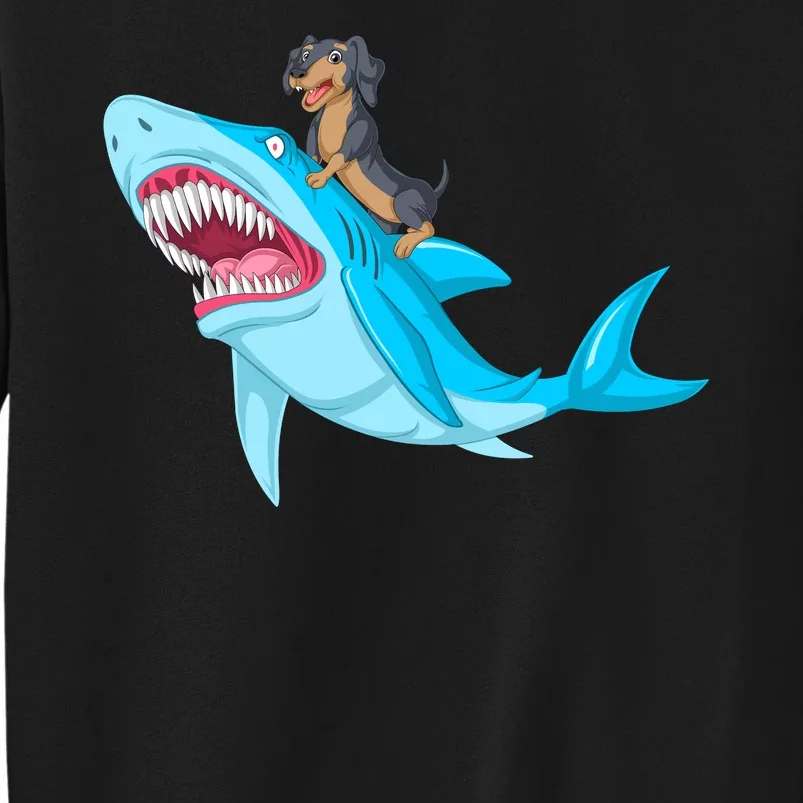 Dachshund Riding Shark Tall Sweatshirt