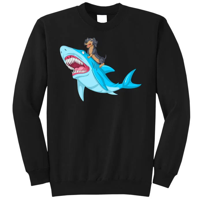 Dachshund Riding Shark Tall Sweatshirt