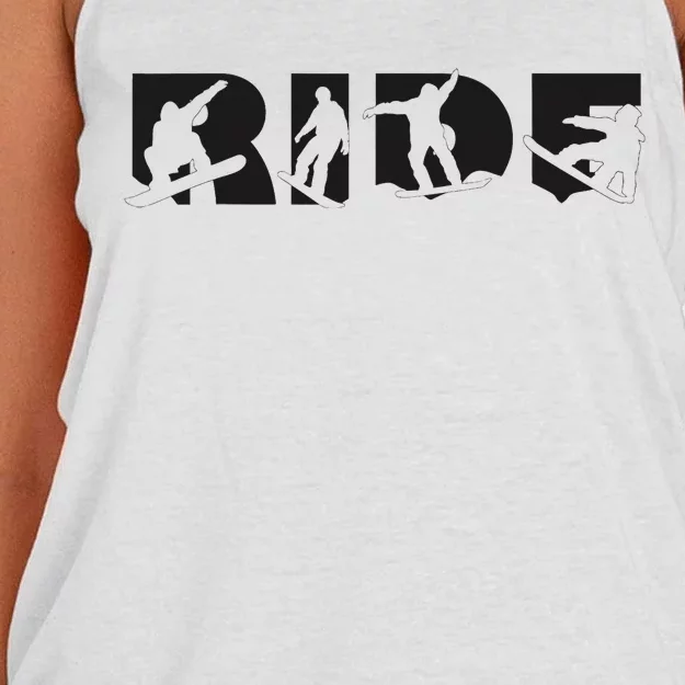 Dark Ride Snowboard Snowboarding Epic Snowboarder Graphic Women's Knotted Racerback Tank