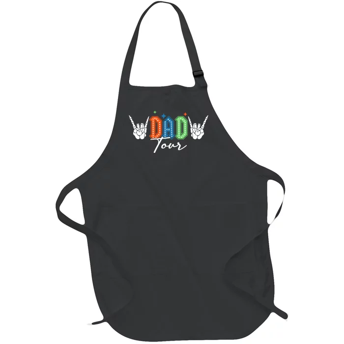 Dad Rock Tour Best Gift For Fathers Front & Back Full-Length Apron With Pocket