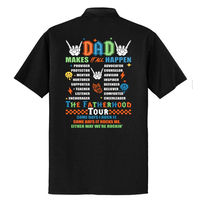 Dad Rock Tour Best Gift For Fathers Front & Back Dry Zone Grid Performance Polo