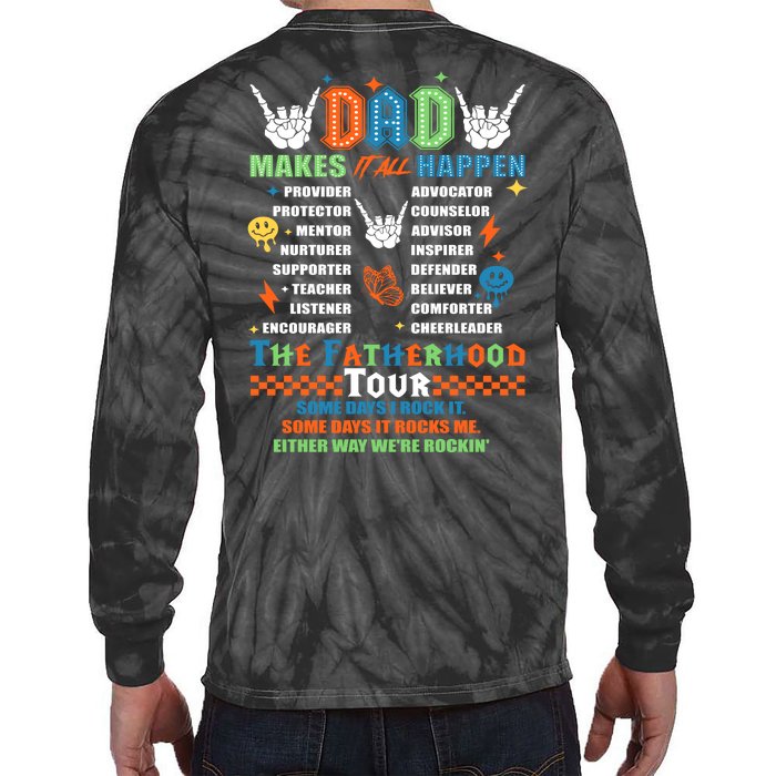 Dad Rock Tour Best Gift For Fathers Front & Back Tie-Dye Long Sleeve Shirt