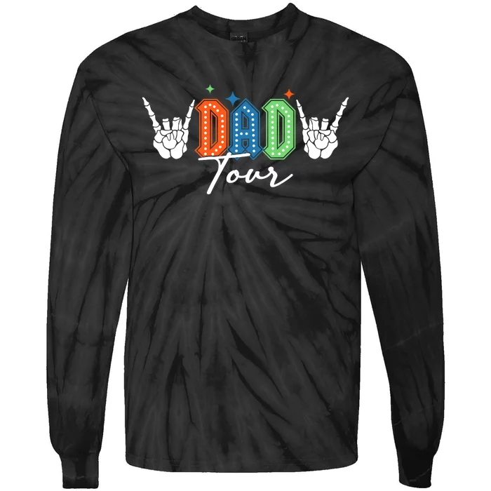 Dad Rock Tour Best Gift For Fathers Front & Back Tie-Dye Long Sleeve Shirt