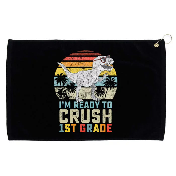 Dinosaur Ready To Crush First Grade 1st Day Of School Grommeted Golf Towel