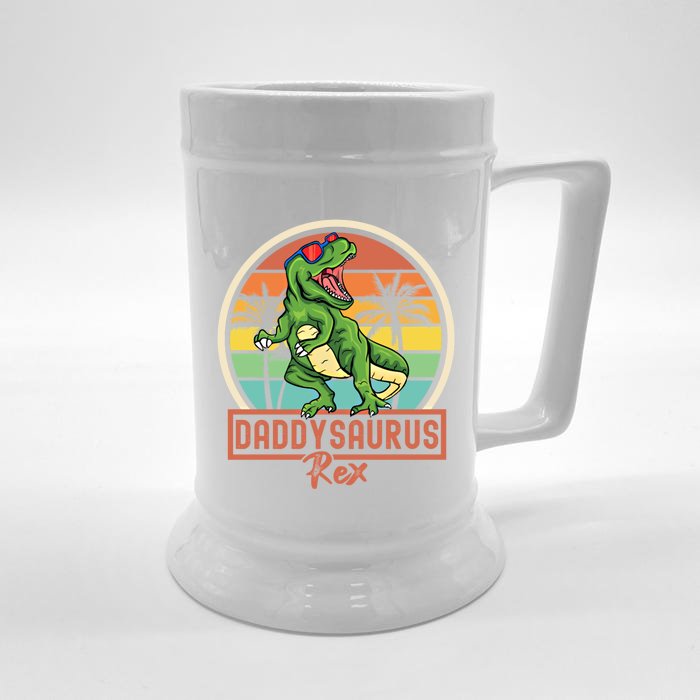 Daddysaurus Rex T Rex Dinosaur Daddy Saurus Family Matching Gift Front & Back Beer Stein