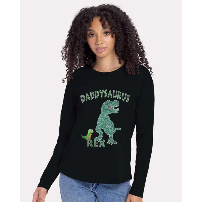 Daddysaurus Rex Tyrannosaurus Dino Dad Funny Gift Womens Cotton Relaxed Long Sleeve T-Shirt