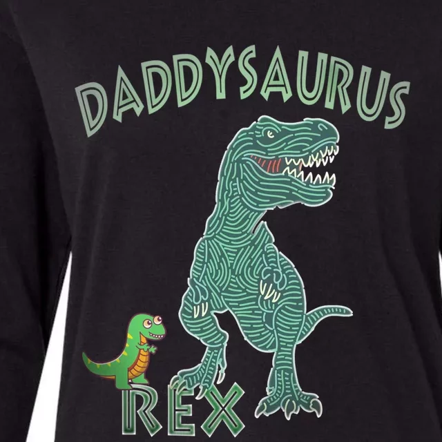 Daddysaurus Rex Tyrannosaurus Dino Dad Funny Gift Womens Cotton Relaxed Long Sleeve T-Shirt