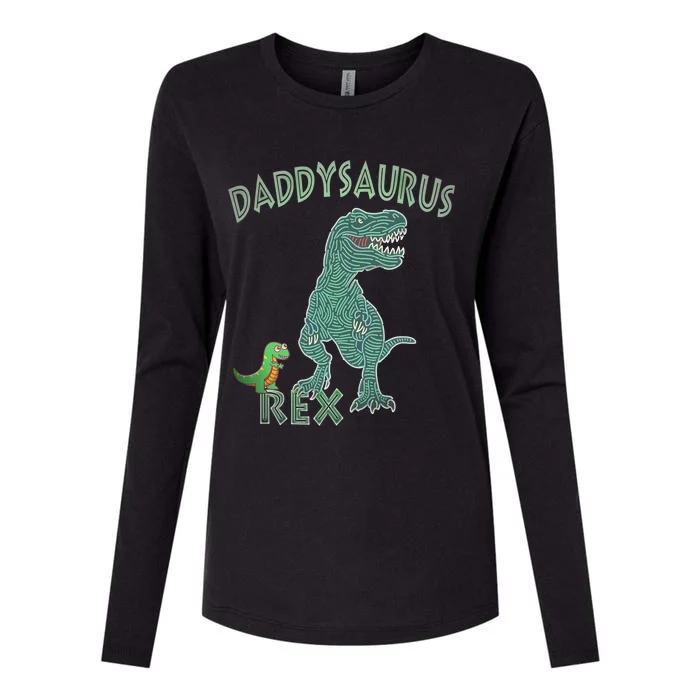 Daddysaurus Rex Tyrannosaurus Dino Dad Funny Gift Womens Cotton Relaxed Long Sleeve T-Shirt