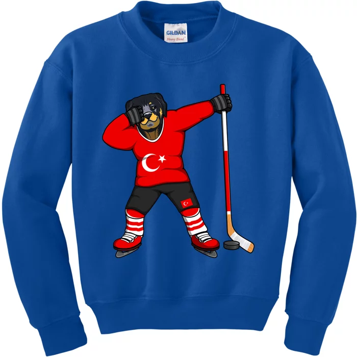 Dabbing Rottweiler Turkey Ice Hockey Fan Jersey Winter Sport Gift Kids Sweatshirt