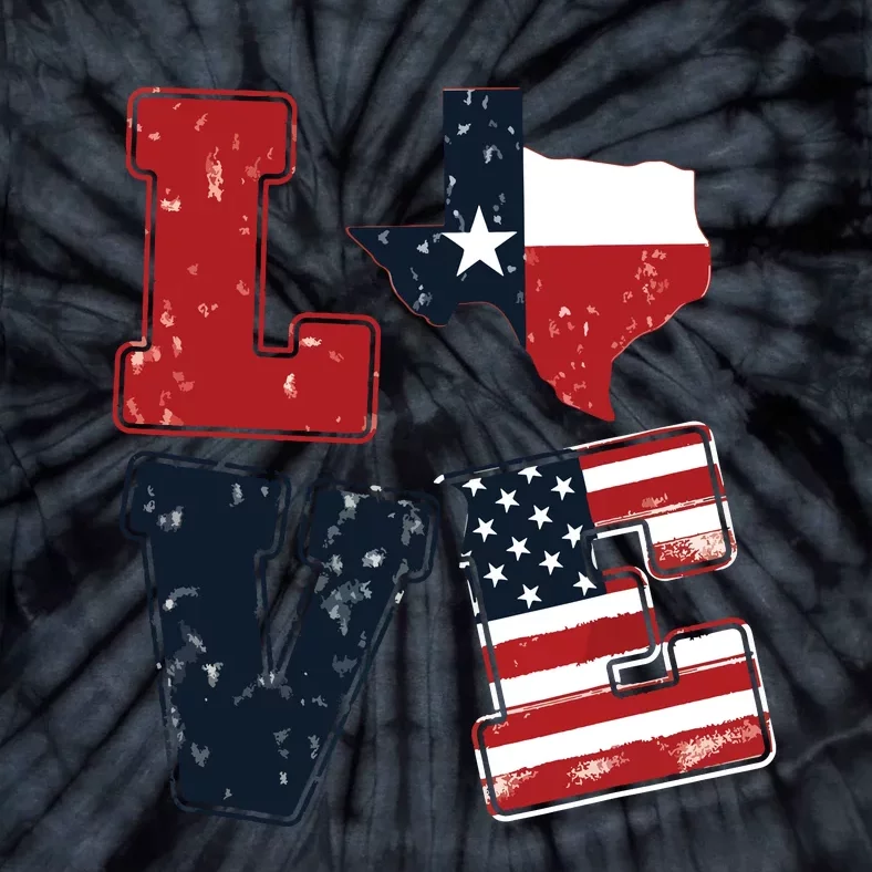 Distressed Retro Tx 4th July American Flag I Love Texas Flag Tie-Dye T-Shirt