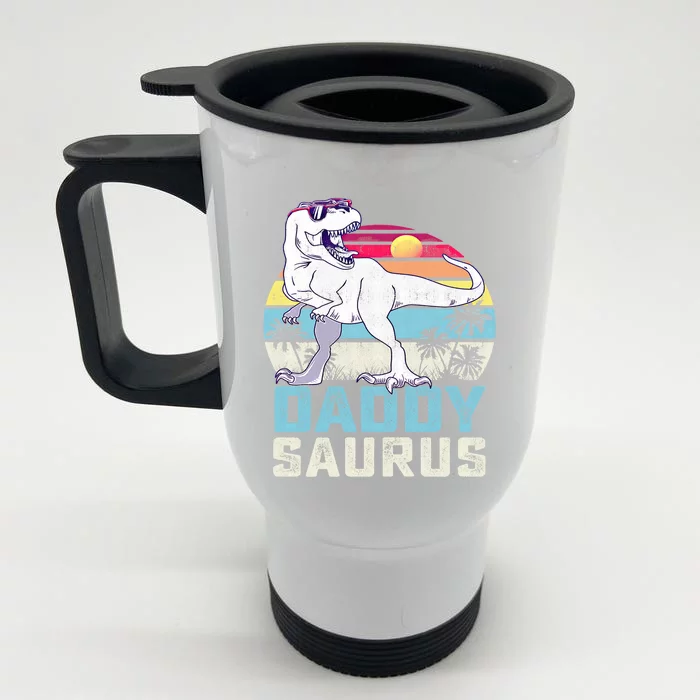 Daddysaurus Rex Tee Fathers Day Sun Beach Gift Front & Back Stainless Steel Travel Mug