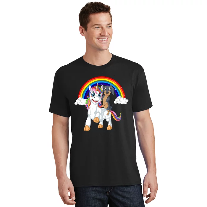 Dachshund Riding Unicorn T-Shirt