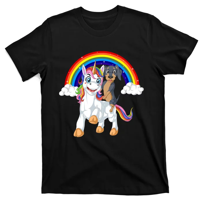 Dachshund Riding Unicorn T-Shirt