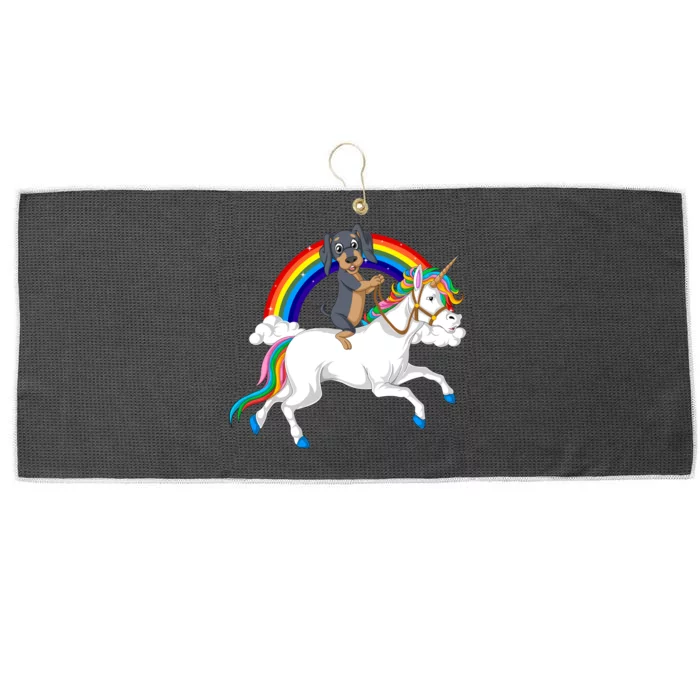 Dachshund Riding Unicorn Large Microfiber Waffle Golf Towel