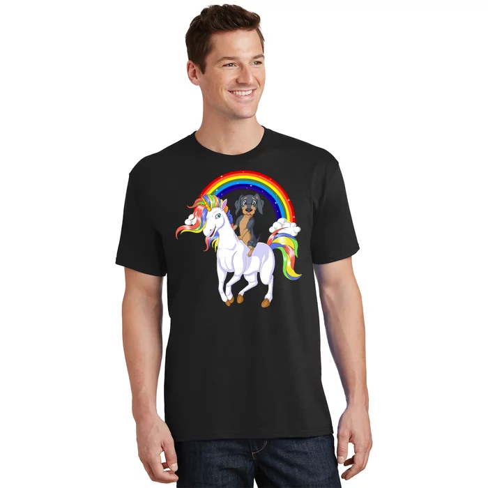 Dachshund Riding Unicorn T-Shirt