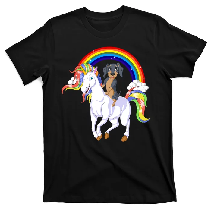 Dachshund Riding Unicorn T-Shirt