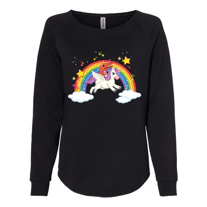 Dinosaur Riding Unicorn Funny Unicorns Rainbow Lover Graphic Cute Gift Womens California Wash Sweatshirt