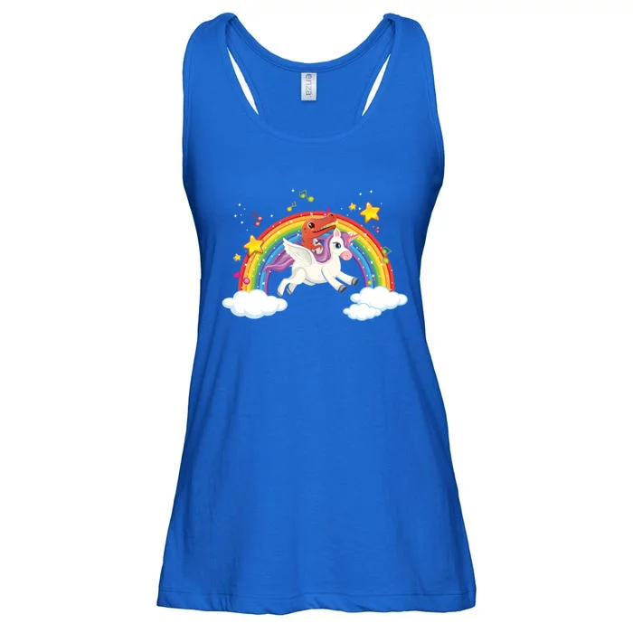 Dinosaur Riding Unicorn Funny Unicorns Rainbow Lover Graphic Cute Gift Ladies Essential Flowy Tank