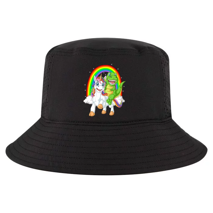 Dinosaur Riding Unicorn Cool Comfort Performance Bucket Hat