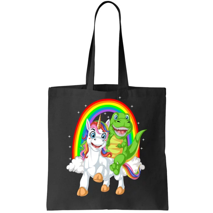 Dinosaur Riding Unicorn Tote Bag