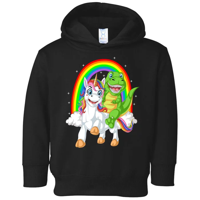 Dinosaur Riding Unicorn Toddler Hoodie