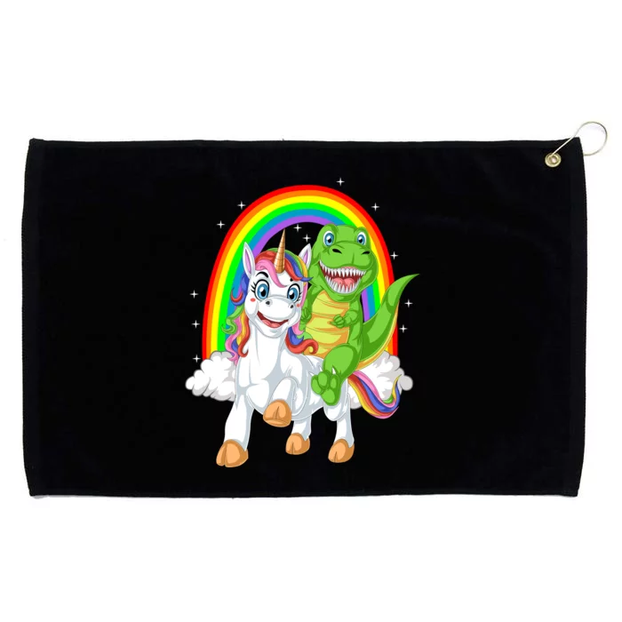 Dinosaur Riding Unicorn Grommeted Golf Towel