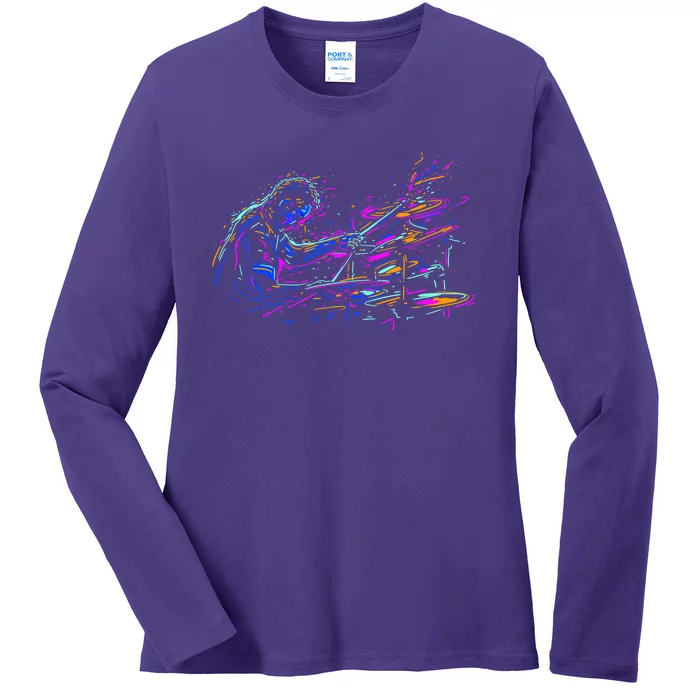 Drummer Abstract Ladies Long Sleeve Shirt