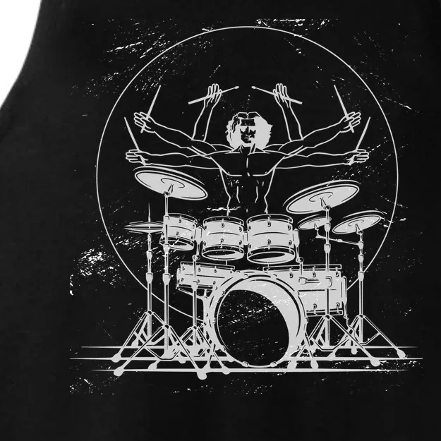 Drummer Playing Rock Band Illustration Ladies Tri-Blend Wicking Tank