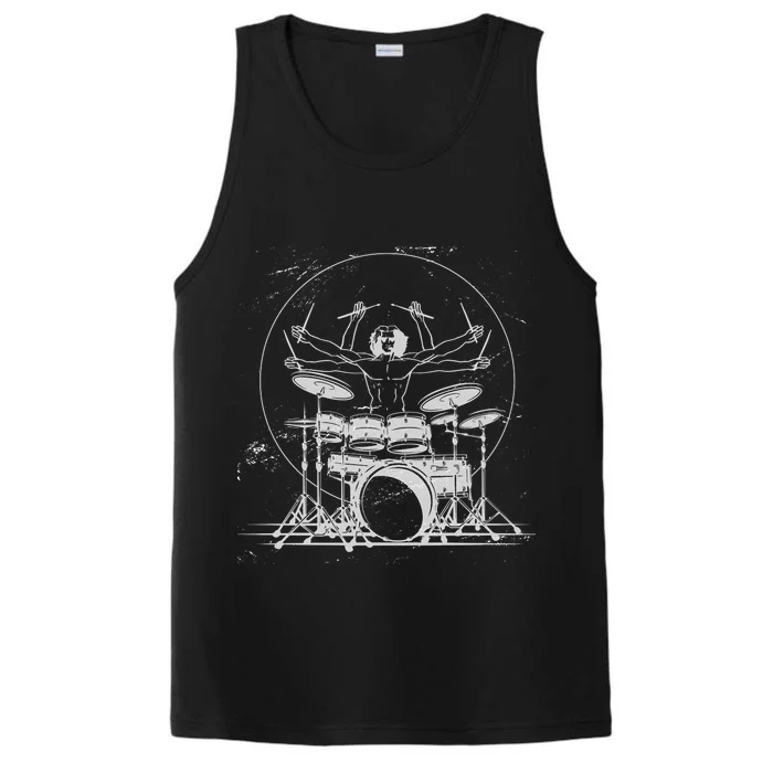 Drummer Playing Rock Band Illustration Performance Tank