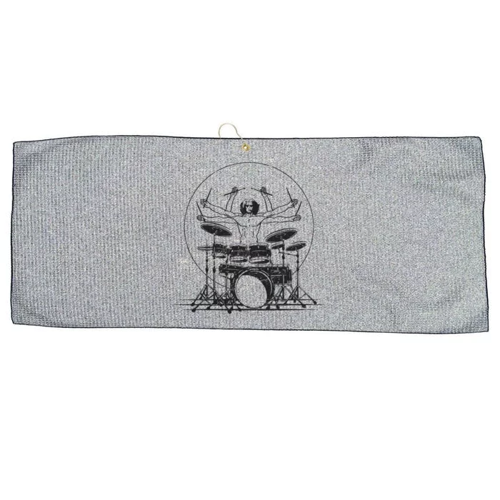 Drummer Playing Rock Band Illustration Large Microfiber Waffle Golf Towel