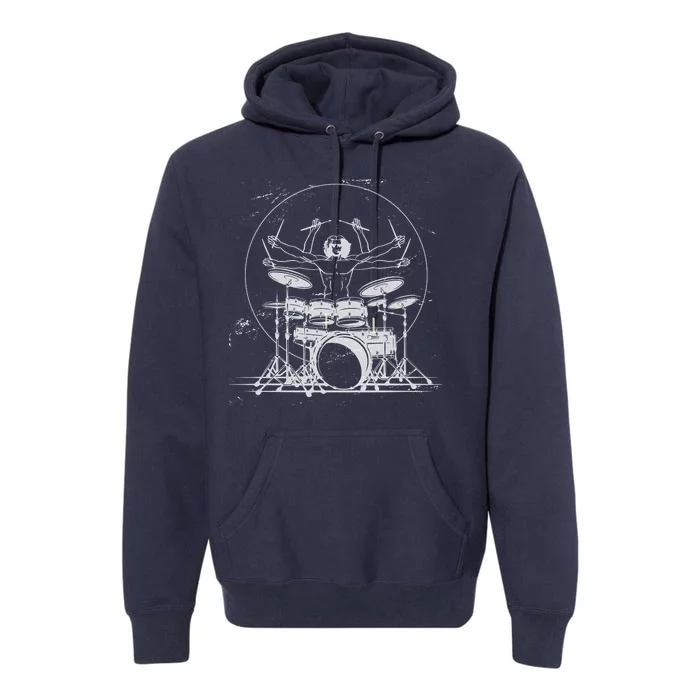 Drummer Playing Rock Band Illustration Premium Hoodie