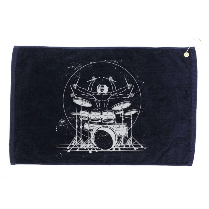 Drummer Playing Rock Band Illustration Grommeted Golf Towel