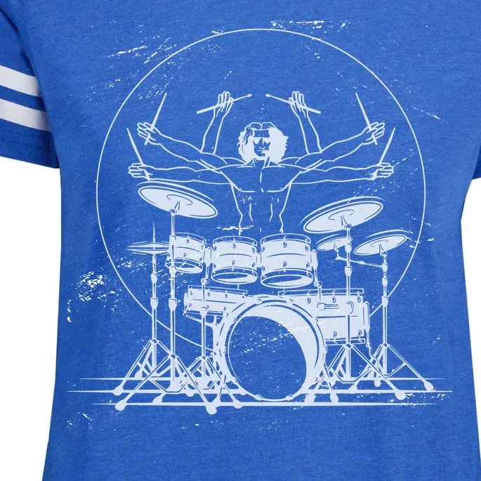 Drummer Playing Rock Band Illustration Enza Ladies Jersey Football T-Shirt