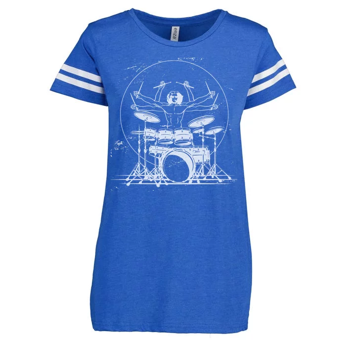 Drummer Playing Rock Band Illustration Enza Ladies Jersey Football T-Shirt