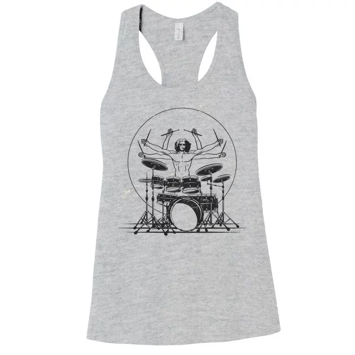 Drummer Playing Rock Band Illustration Women's Racerback Tank