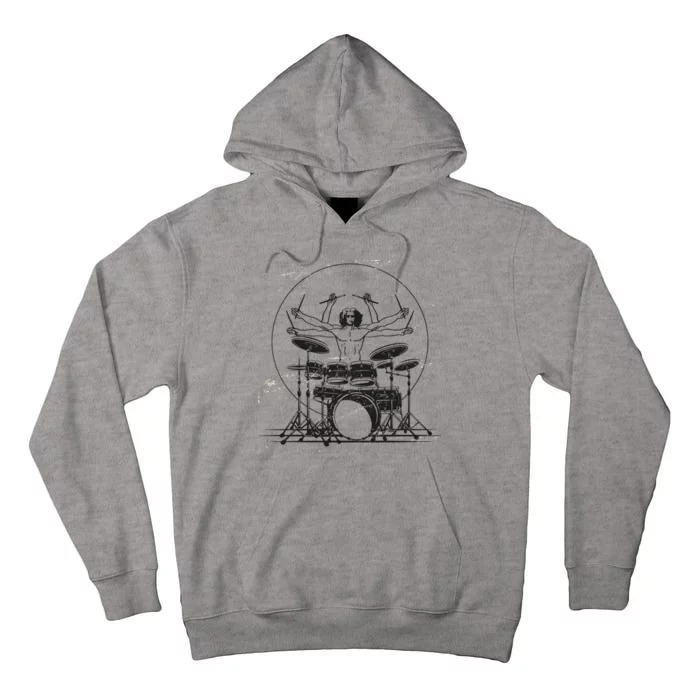 Drummer Playing Rock Band Illustration Tall Hoodie