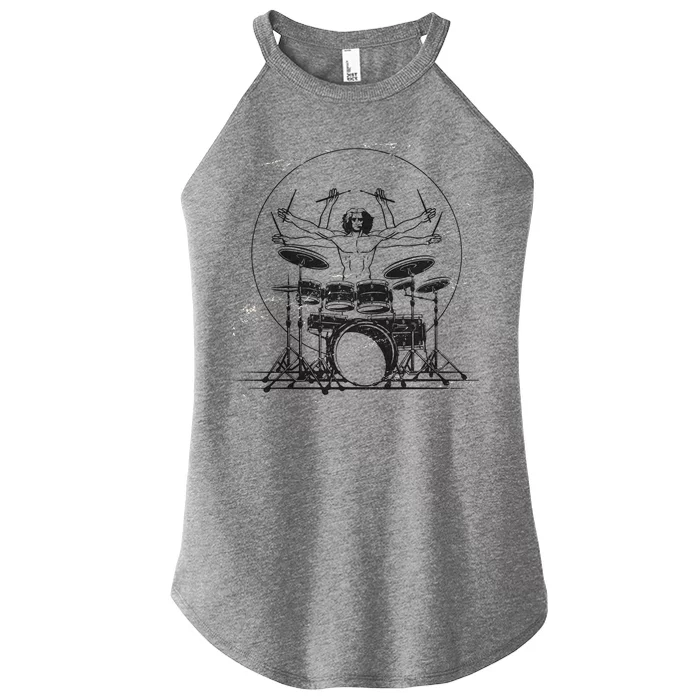 Drummer Playing Rock Band Illustration Women’s Perfect Tri Rocker Tank