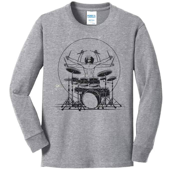 Drummer Playing Rock Band Illustration Kids Long Sleeve Shirt