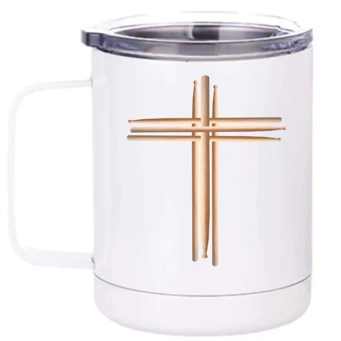 Drumsticks Cross Front & Back 12oz Stainless Steel Tumbler Cup