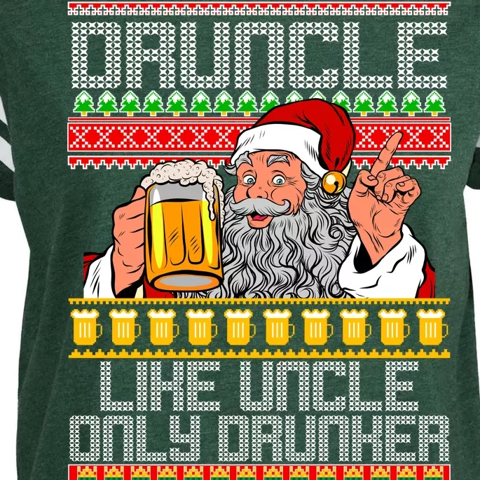 Druncle Like Uncle Only Drunker Ugly Christmas Enza Ladies Jersey Football T-Shirt