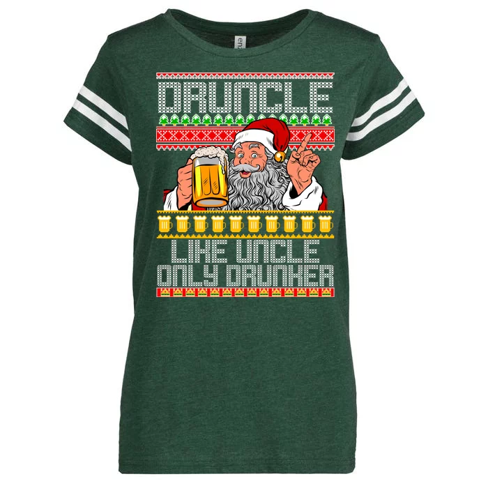 Druncle Like Uncle Only Drunker Ugly Christmas Enza Ladies Jersey Football T-Shirt