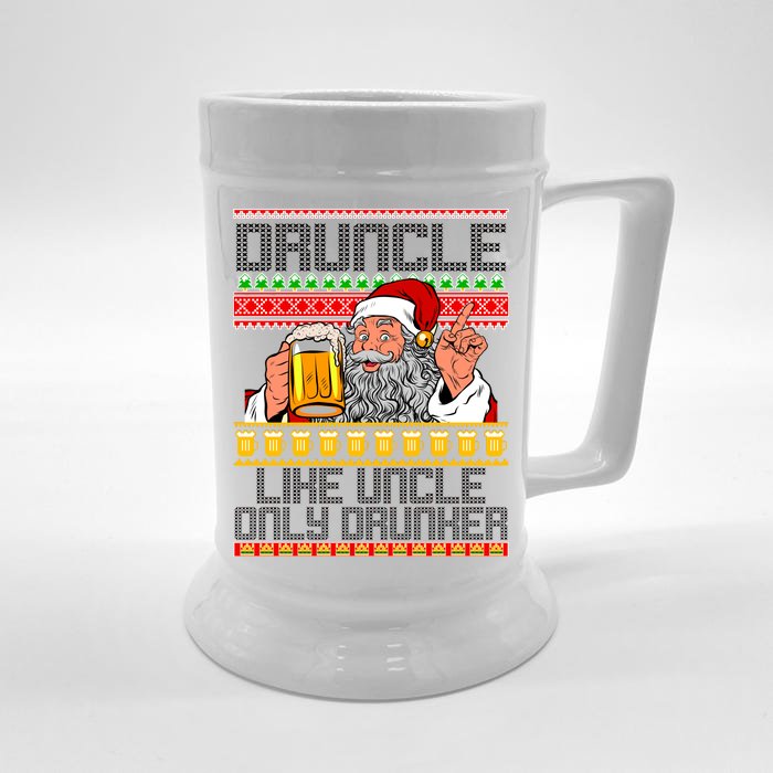 Druncle Like Uncle Only Drunker Ugly Christmas Front & Back Beer Stein