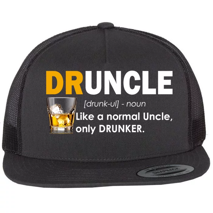 Druncle Normal Uncle Only Drunker Whiskey Flat Bill Trucker Hat