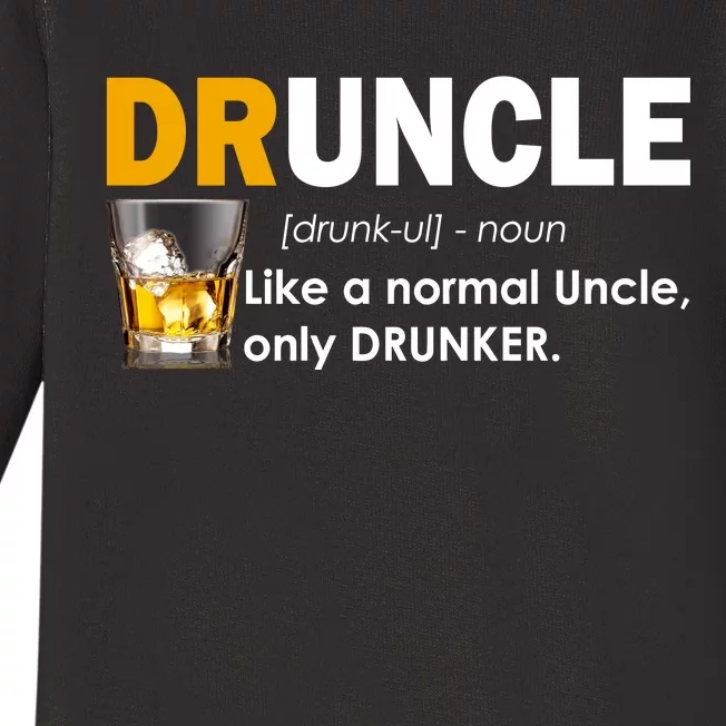 Druncle Normal Uncle Only Drunker Whiskey Baby Long Sleeve Bodysuit