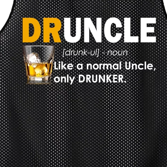 Druncle Normal Uncle Only Drunker Whiskey Mesh Reversible Basketball Jersey Tank