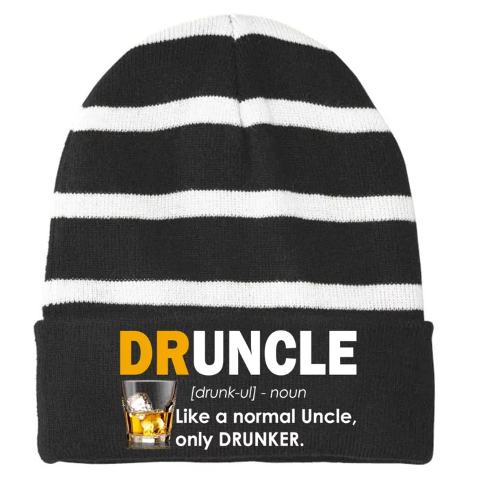 Druncle Normal Uncle Only Drunker Whiskey Striped Beanie with Solid Band