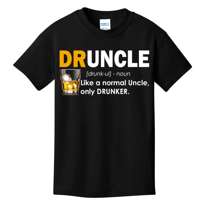 Druncle Normal Uncle Only Drunker Whiskey Kids T-Shirt