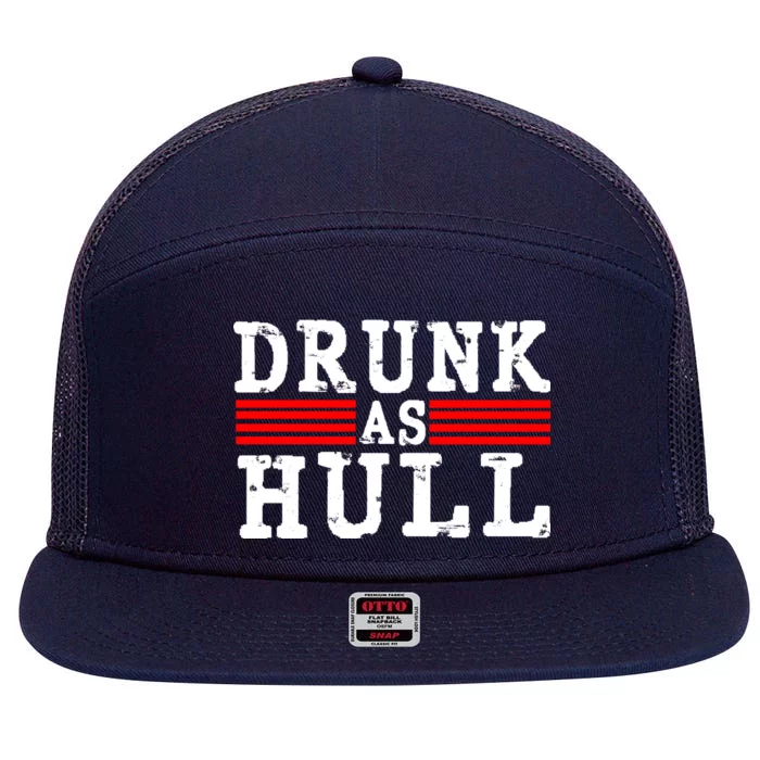 Drunk As Hull Funny Hockey 7 Panel Mesh Trucker Snapback Hat